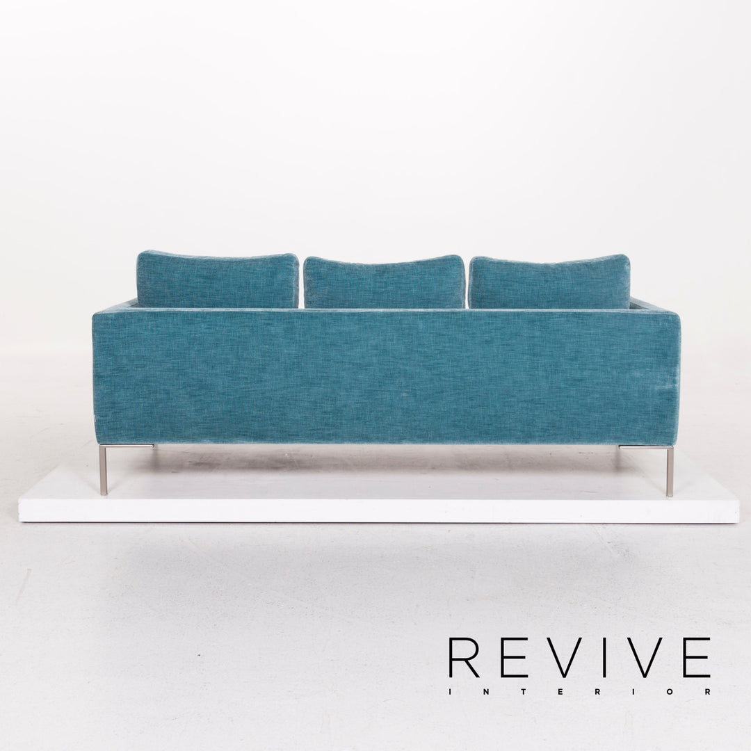 BoConcept Istra Stoff Sofa Garnitur Blau 1x Dreisitzer 1x Hocker #12597