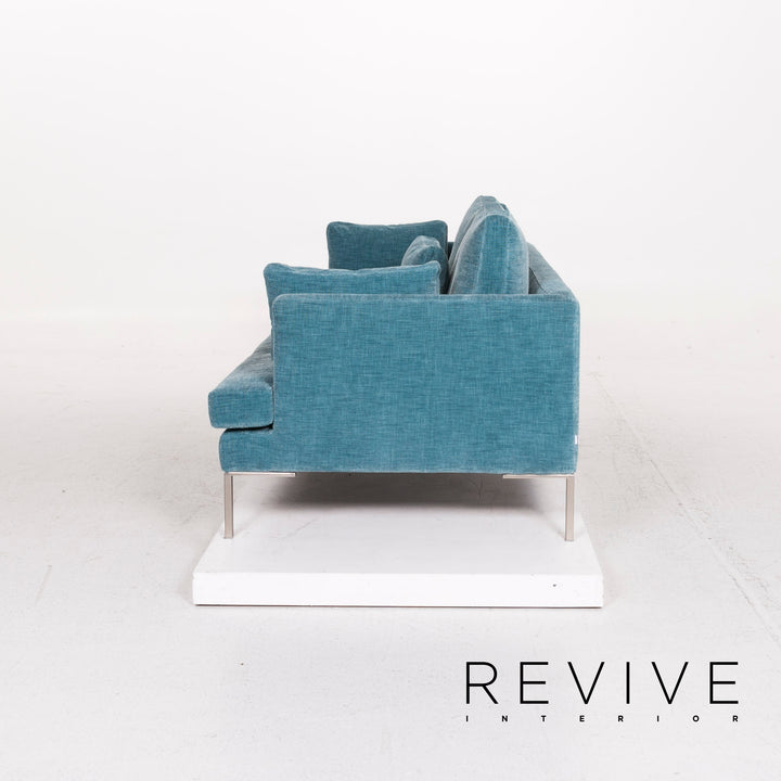 BoConcept Istra Stoff Sofa Garnitur Blau 1x Dreisitzer 1x Hocker #12597