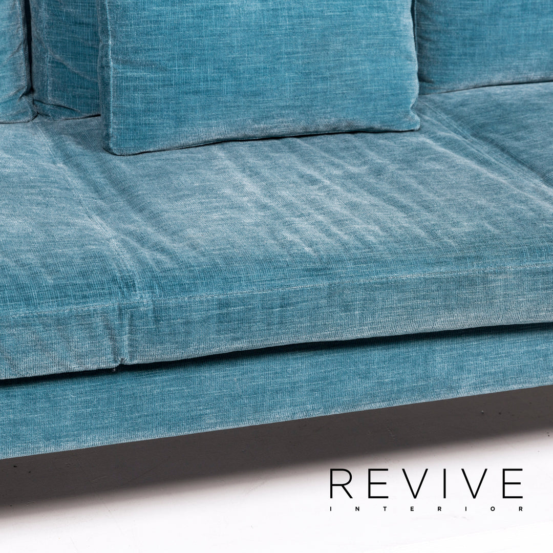 BoConcept Istra Stoff Sofa Garnitur Blau 1x Dreisitzer 1x Hocker #12597