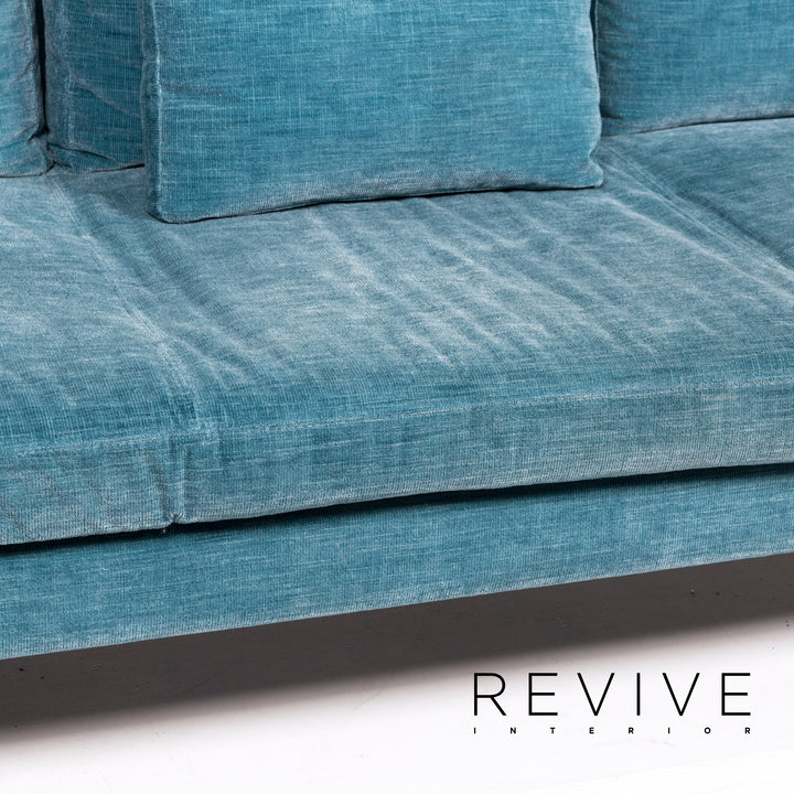 BoConcept Istra Stoff Sofa Garnitur Blau 1x Dreisitzer 1x Hocker #12597
