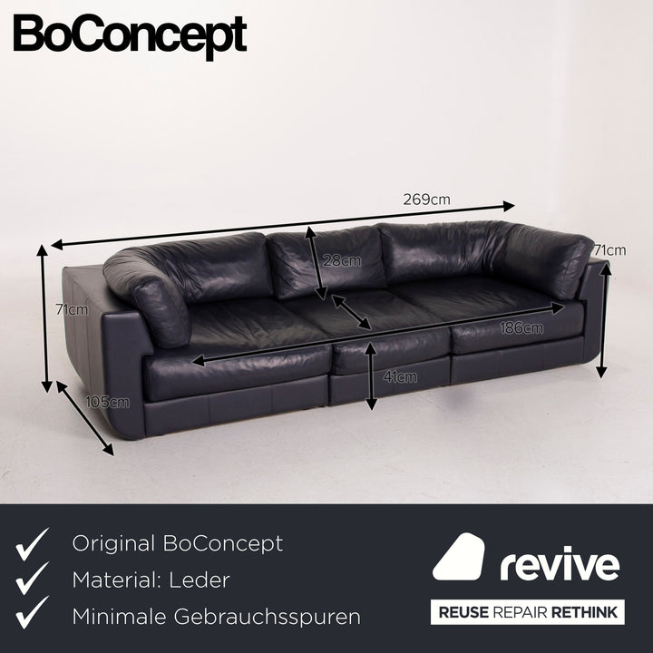 BoConcept Largo Leder Sofa Blau Dreisitzer #14676