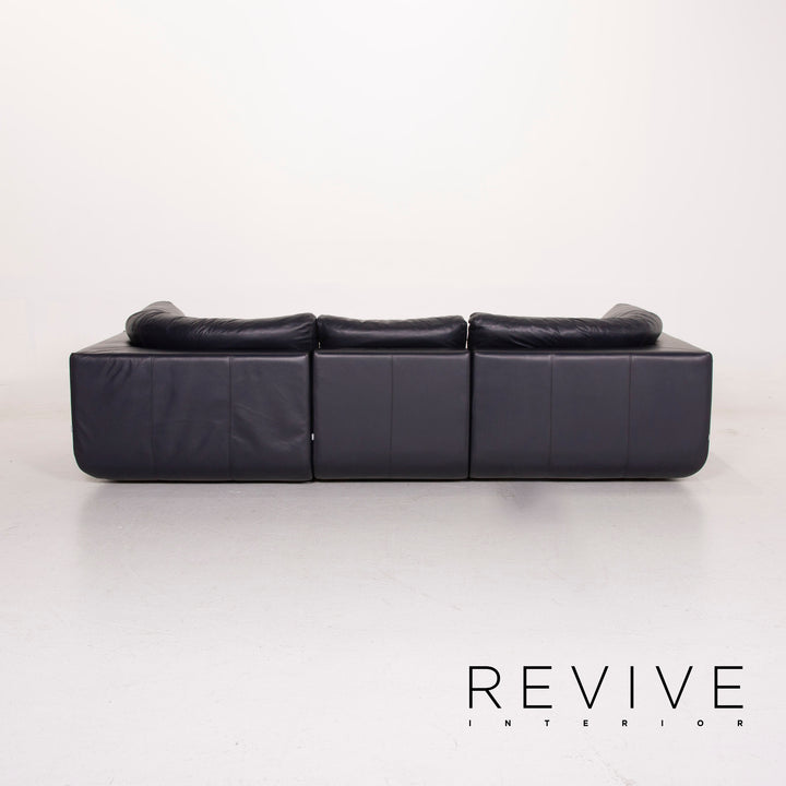 BoConcept Largo Leder Sofa Garnitur Blau Dreisitzer Hocker #15219