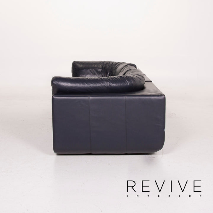 BoConcept Largo Leder Sofa Garnitur Blau Dreisitzer Hocker #15219