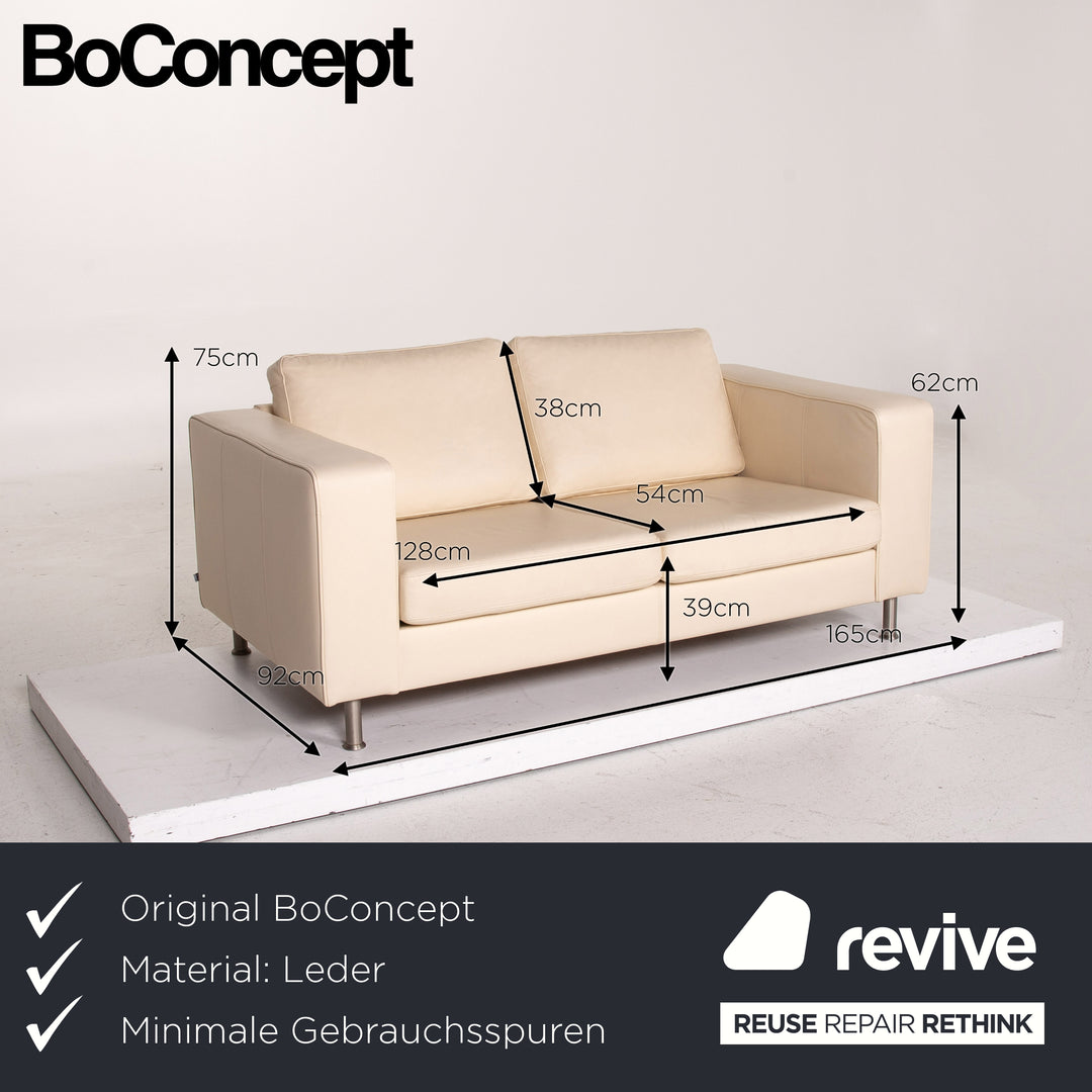 BoConcept Leder Sofa Creme Zweisitzer Couch #14805