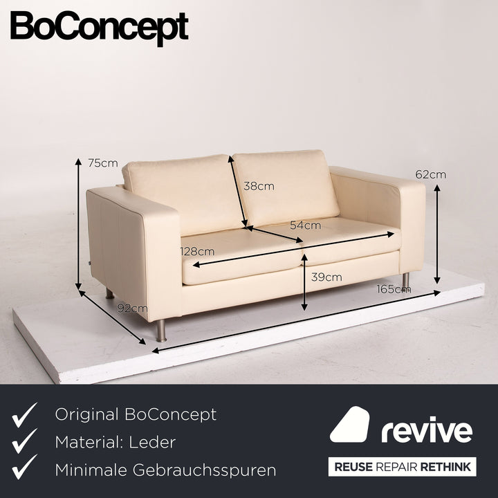 BoConcept Leder Sofa Creme Zweisitzer Couch #14805