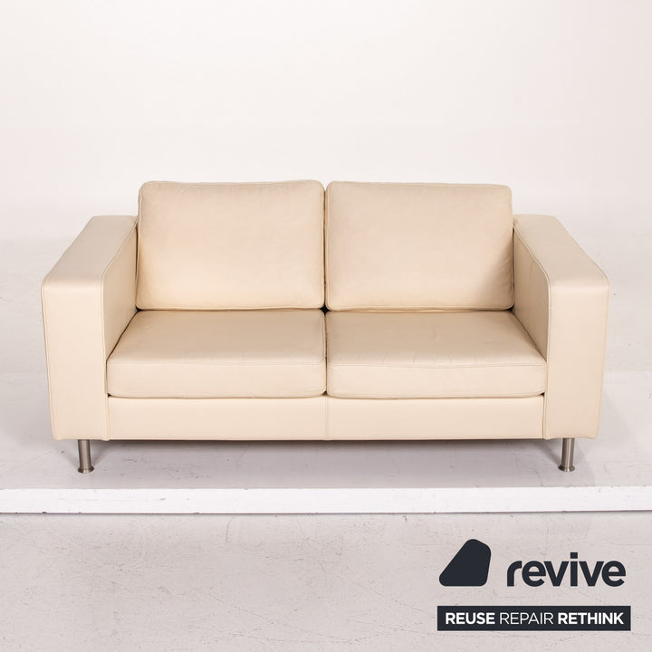 BoConcept Leder Sofa Creme Zweisitzer Couch #14805