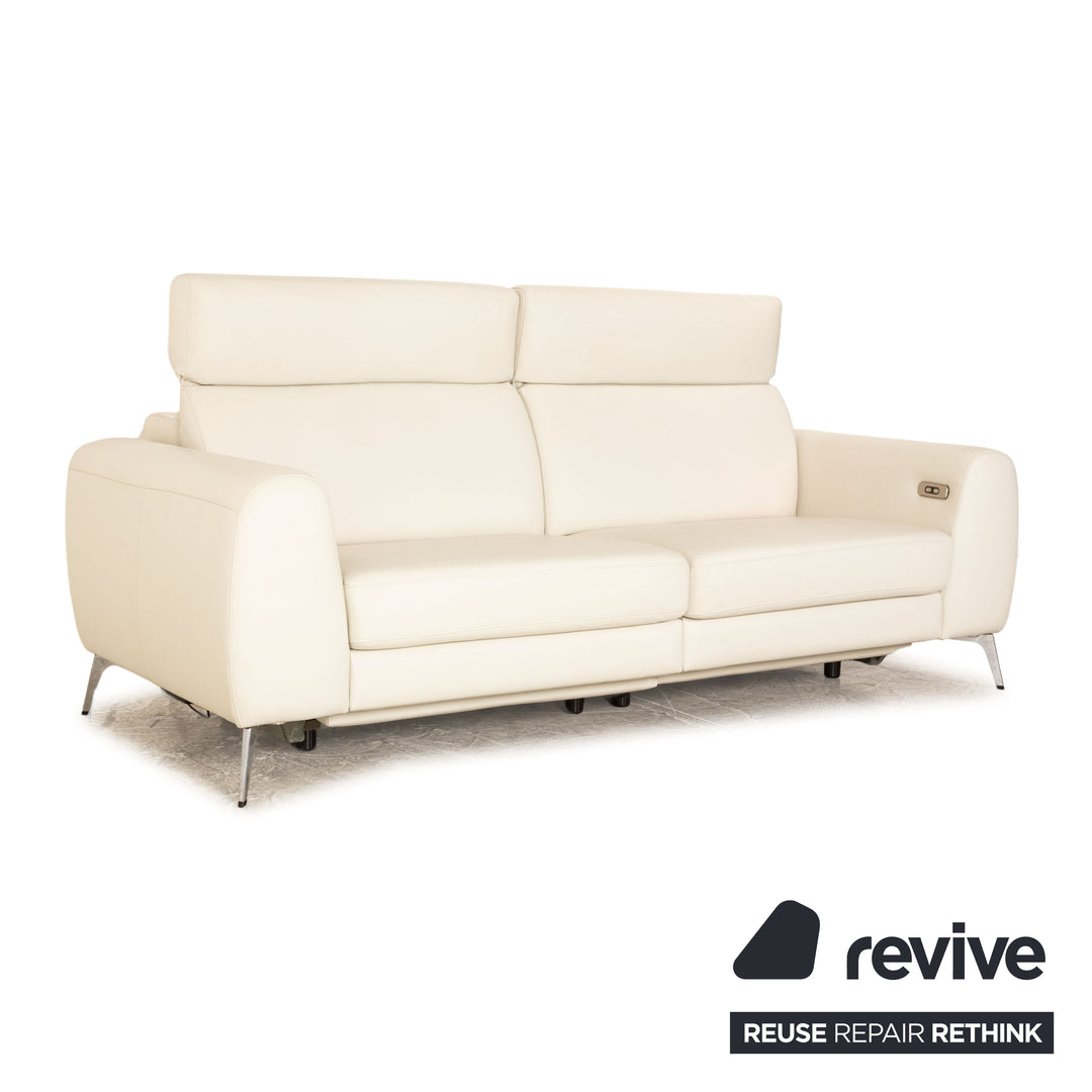BoConcept Madison Leder Dreisitzer Creme Weiß elektrische Funktion Relaxfunktion