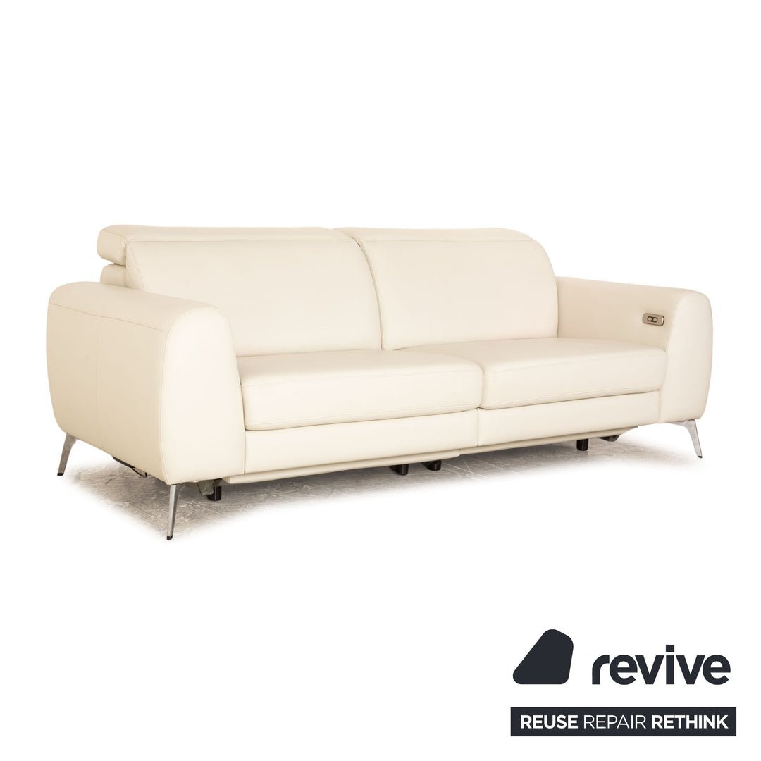 BoConcept Madison Leder Dreisitzer Creme Weiß elektrische Funktion Relaxfunktion