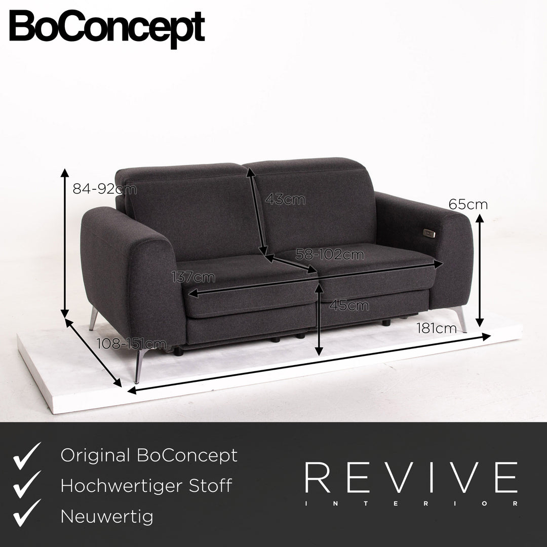 BoConcept Madison Stoff Sofa Dunkelgrau Grau Zweisitzer Relaxfunktion Funktion #13771
