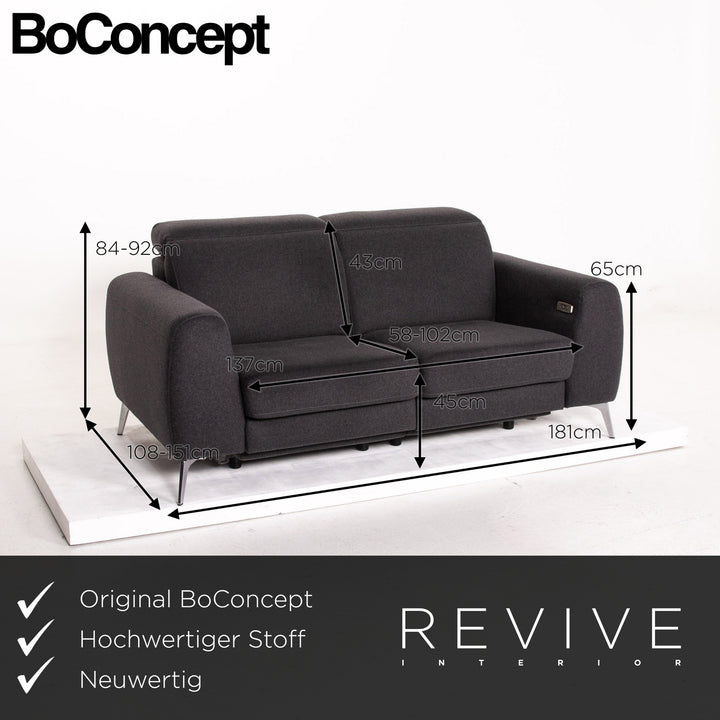 BoConcept Madison Stoff Sofa Dunkelgrau Grau Zweisitzer Relaxfunktion Funktion #13771