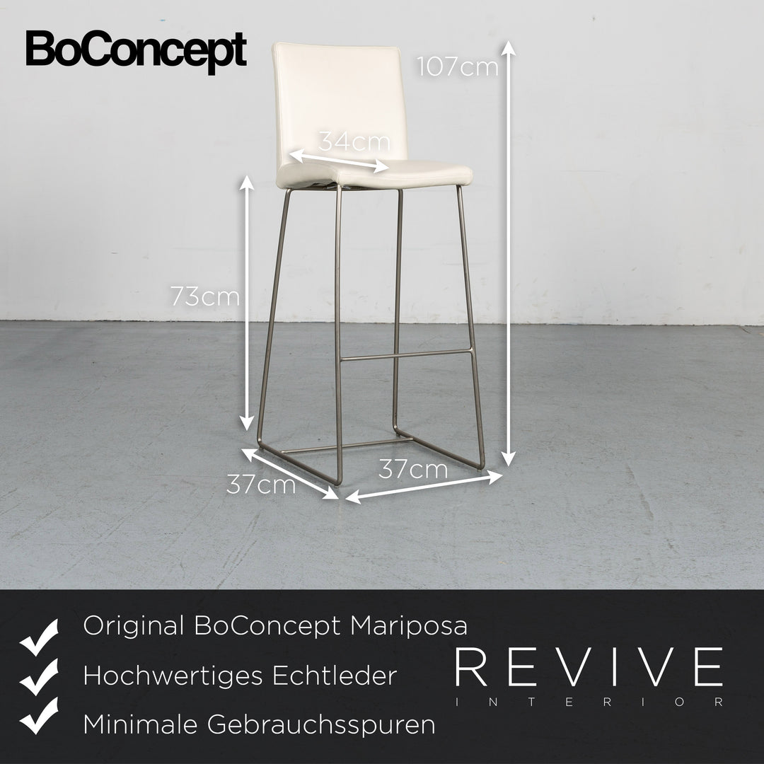 BoConcept Mariposa Leder Barhocker Creme Weiß Barstuhl Sessel Metall Gestell #6259