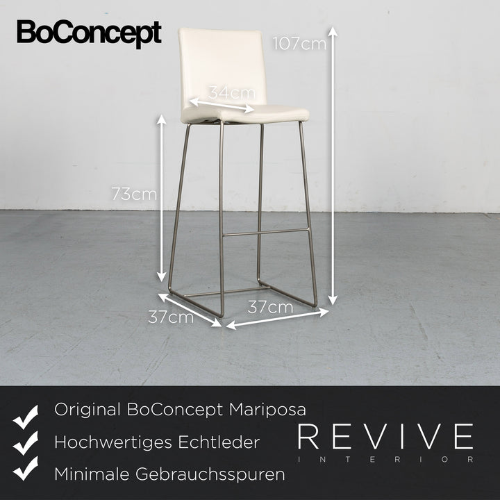 BoConcept Mariposa Leder Barhocker Creme Weiß Barstuhl Sessel Metall Gestell #6259
