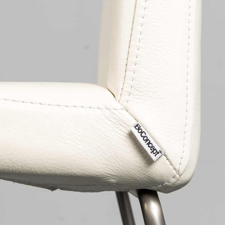 BoConcept Mariposa Leder Barhocker Creme Weiß Barstuhl Sessel Metall Gestell #6259