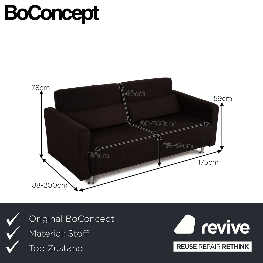 BoConcept Melo Stoff Zweisitzer Dunkelbraun Schwarz Sofa Couch Schlafsofa Funktion