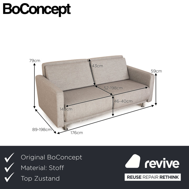 BoConcept Melo Stoff Zweisitzer Grau manuelle Funktion Schlafsofa Couch