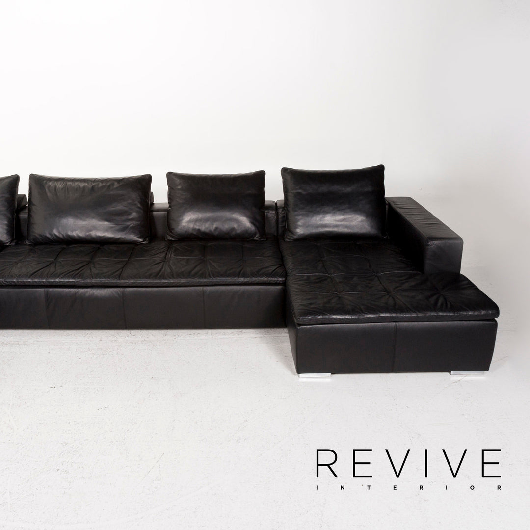 BoConcept Mezzo Leder Ecksofa Schwarz Sofa Couch #12364