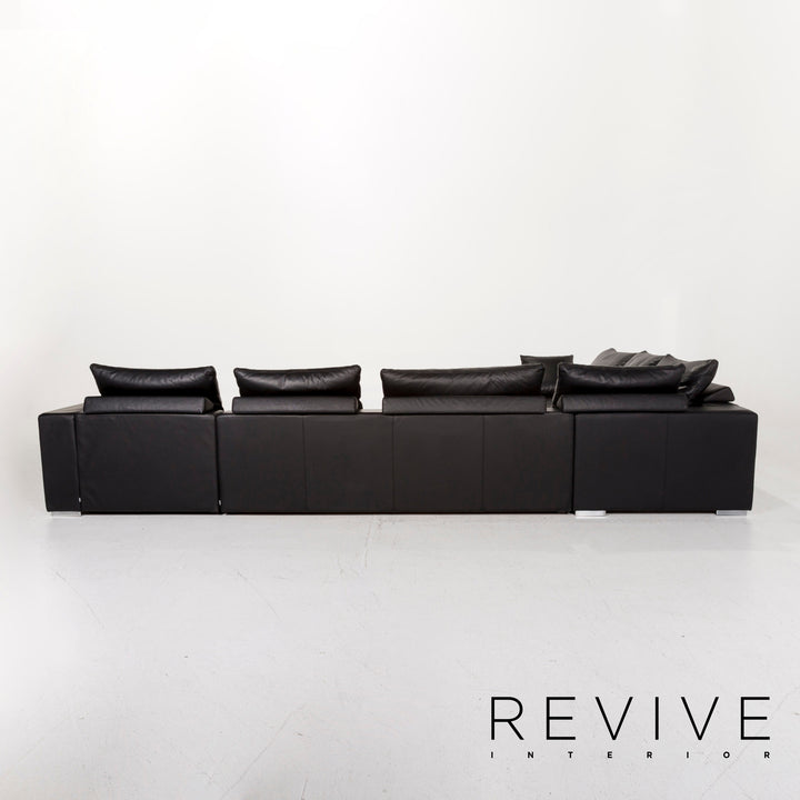 BoConcept Mezzo Leder Ecksofa Schwarz Sofa Couch #12364