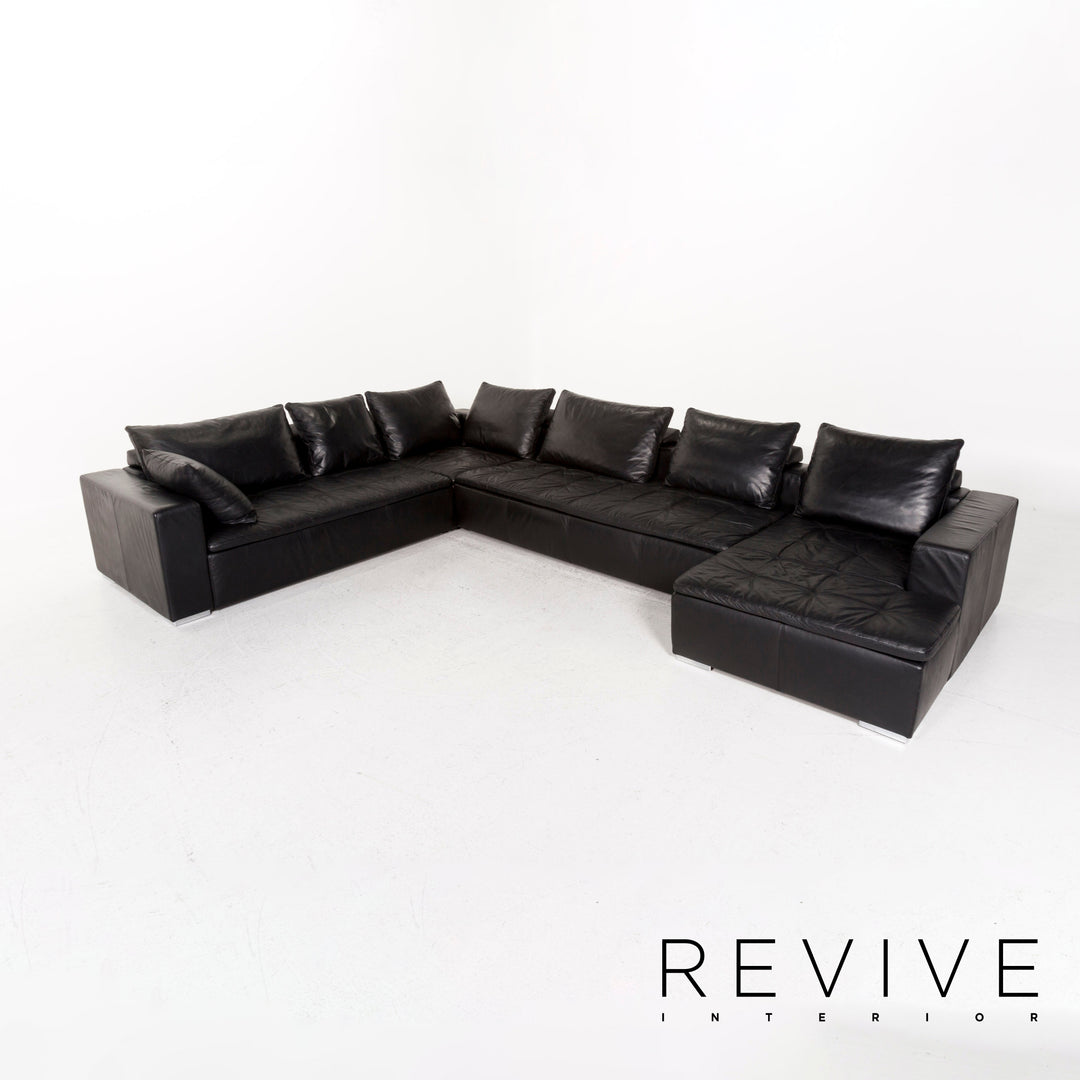 BoConcept Mezzo Leder Ecksofa Schwarz Sofa Couch #12364