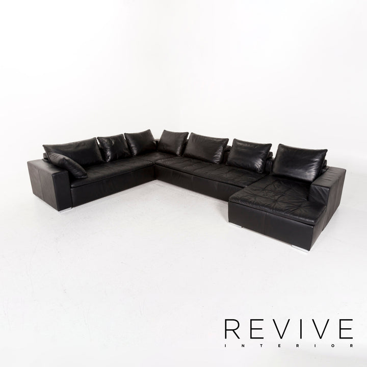 BoConcept Mezzo Leder Ecksofa Schwarz Sofa Couch #12364