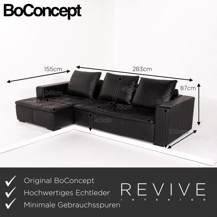 BoConcept Mezzo Leder Ecksofa Schwarz Sofa Couch #13143