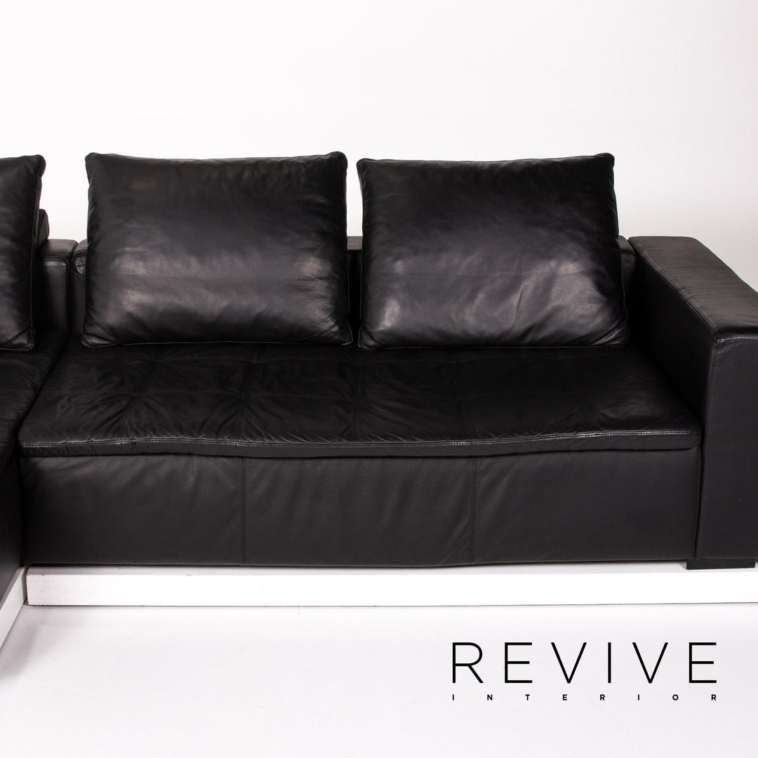 BoConcept Mezzo Leder Ecksofa Schwarz Sofa Couch #13143