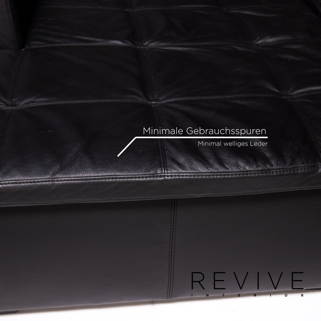 BoConcept Mezzo Leder Sofa Garnitur Schwarz 1x Ecksofa 1x Hocker #13788