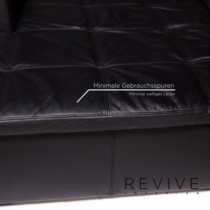 BoConcept Mezzo Leder Sofa Garnitur Schwarz 1x Ecksofa 1x Hocker #13788