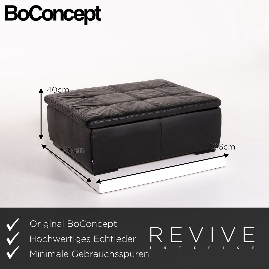 BoConcept Mezzo Leder Sofa Garnitur Schwarz 1x Ecksofa 1x Hocker #13788