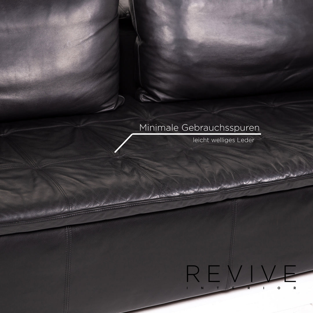 BoConcept Mezzo Leder Sofa Schwarz Dreisitzer Couch #14642