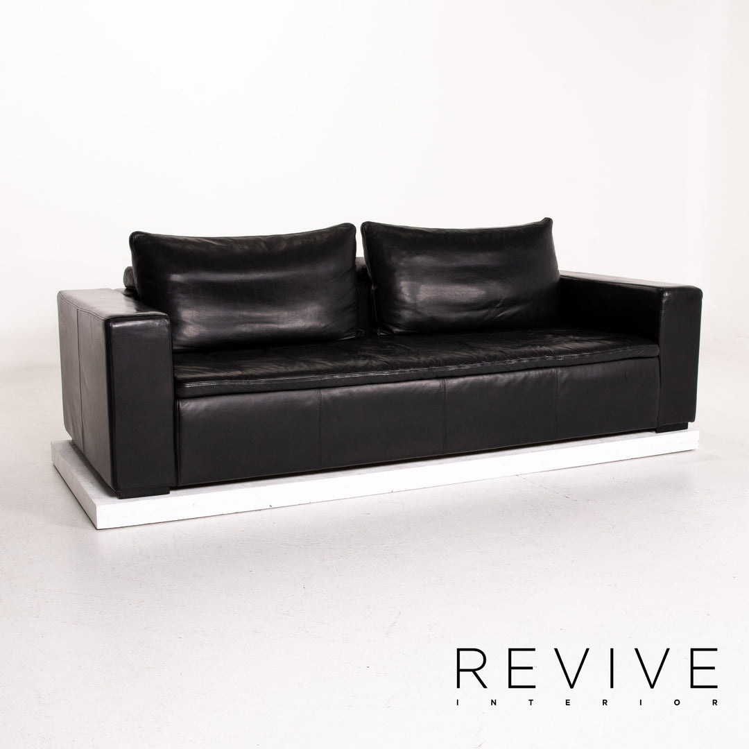 BoConcept Mezzo Leder Sofa Schwarz Dreisitzer Couch #14642