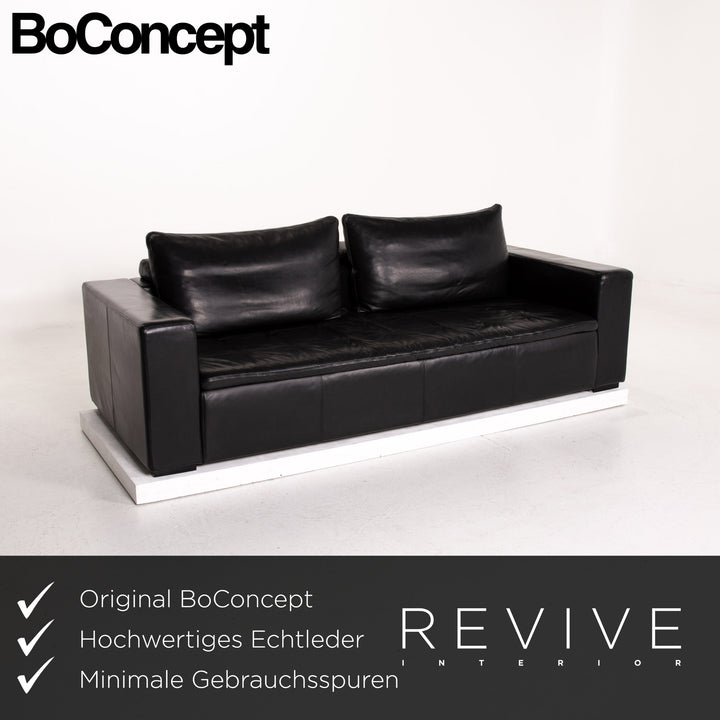 BoConcept Mezzo Leder Sofa Schwarz Dreisitzer Couch #14642