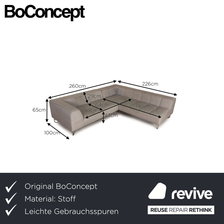 BoConcept Milos Stoff Sofa Grau Ecksofa Couch inkl. Hocker