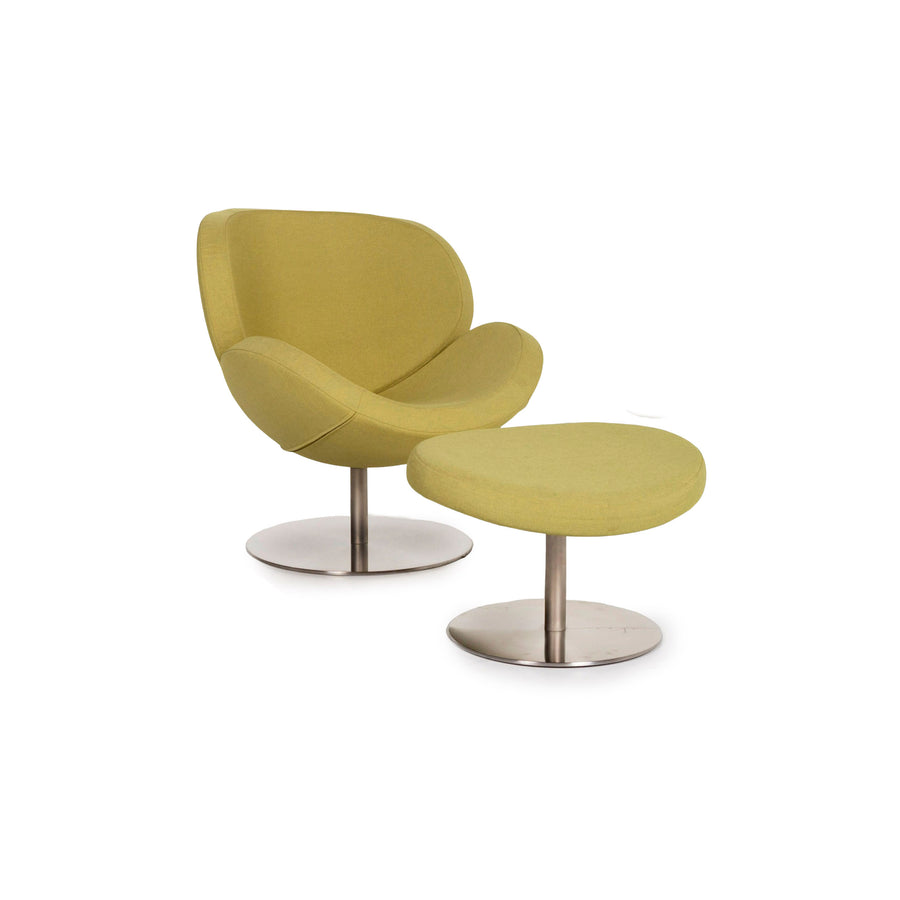 BoConcept Ogi Stoff Sessel inkl. Hocker Grün Limettengrün Drehstuhl #12928