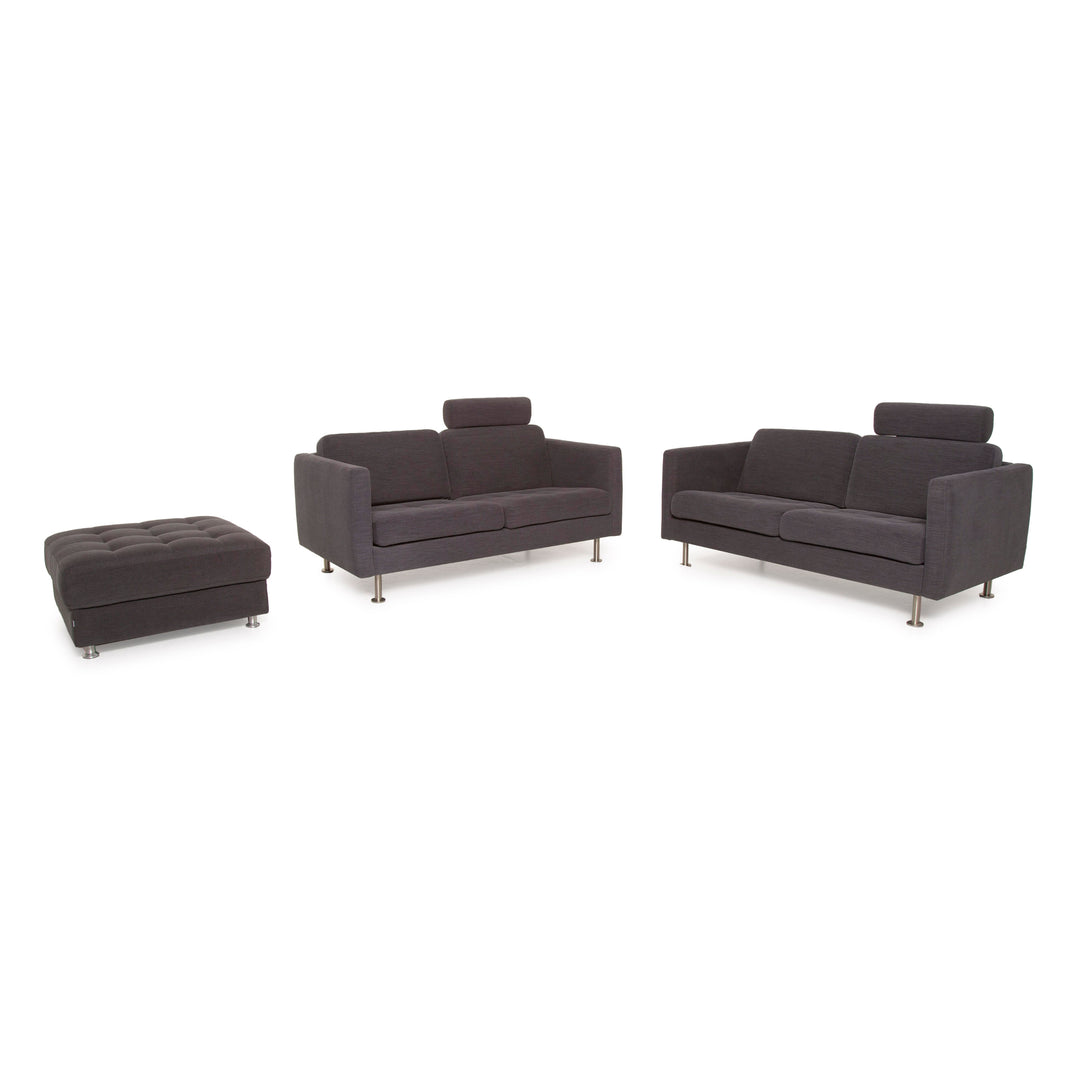BoConcept Osaka Stoff Sofa Garnitur Grau 2xZweisitzer 1xHocker Set