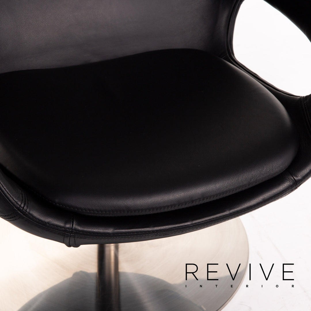 BoConcept Smartville Leder Sessel inkl. Hocker Schwarz Stuhl #13533