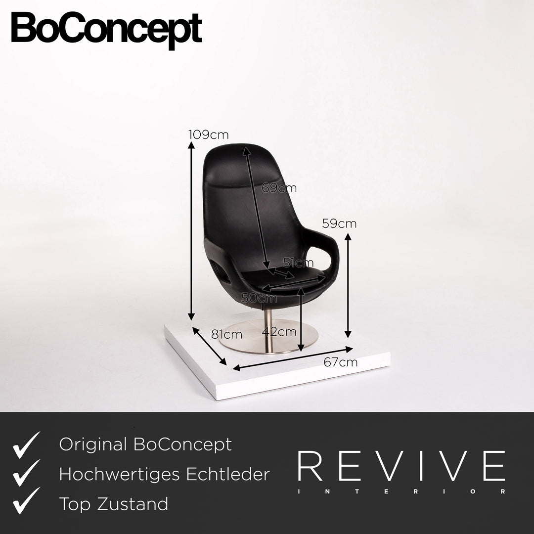 BoConcept Smartville Leder Sessel inkl. Hocker Schwarz Stuhl #13533