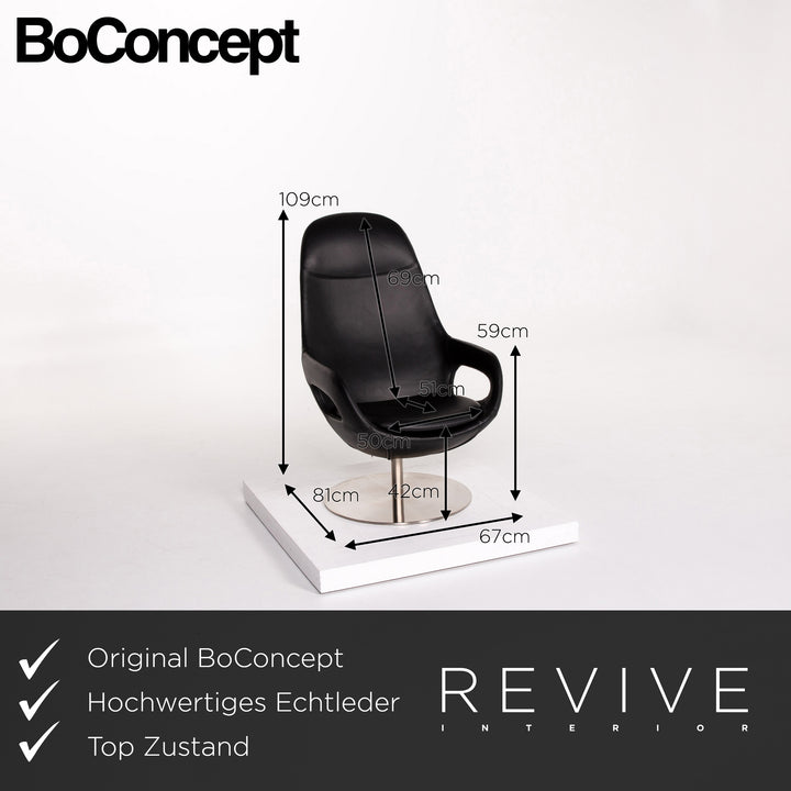 BoConcept Smartville Leder Sessel inkl. Hocker Schwarz Stuhl #13533
