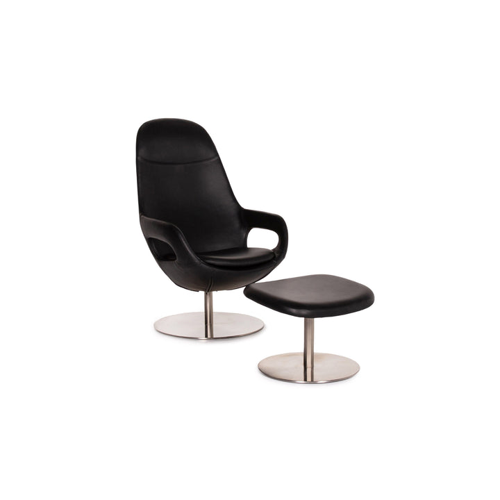BoConcept Smartville Leder Sessel inkl. Hocker Schwarz Stuhl #13533