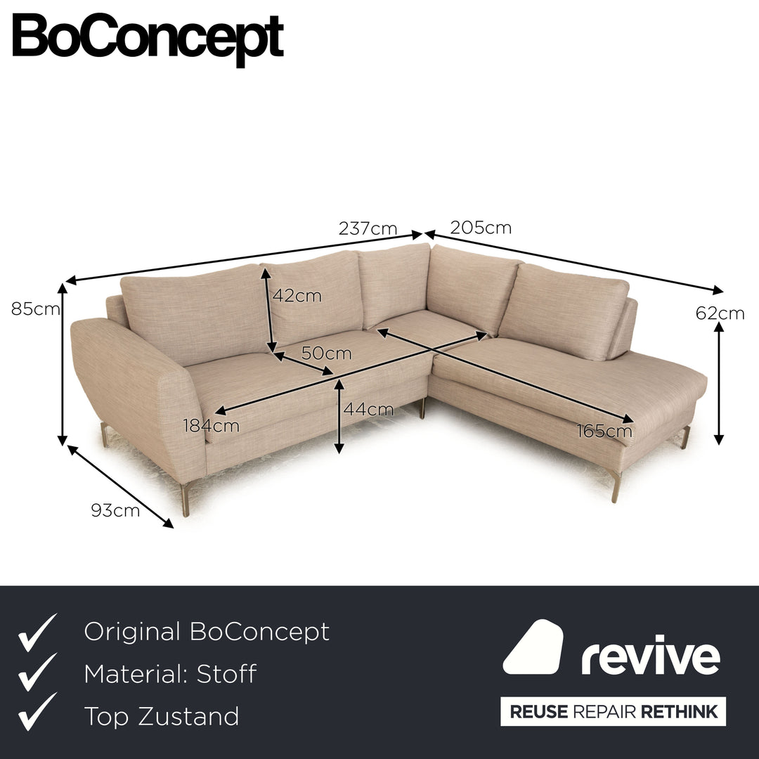 BoConcept Stoff Ecksofa Grau Beige Recamiere Rechts Sofa Couch