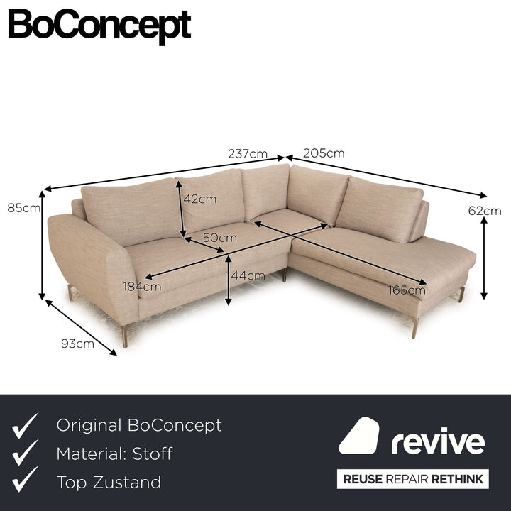 BoConcept Stoff Ecksofa Grau Beige Recamiere Rechts Sofa Couch