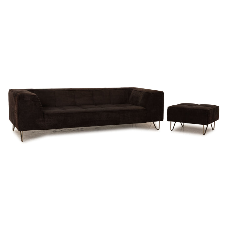 BoConcept Stoff Sofa Garnitur Schwarz Dreisitzer Hocker Couch