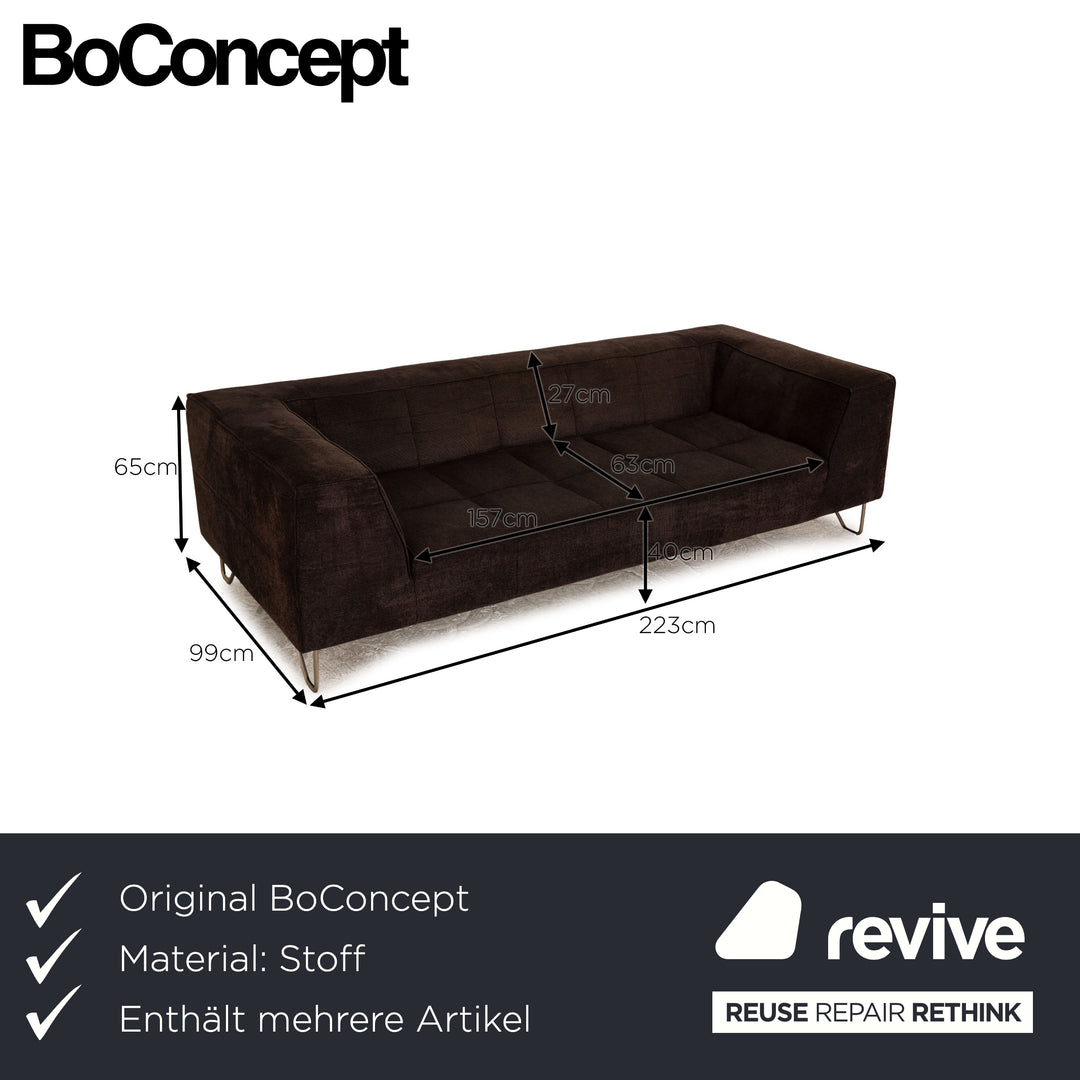 BoConcept Stoff Sofa Garnitur Schwarz Dreisitzer Hocker Couch