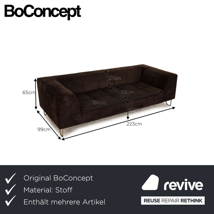 BoConcept Stoff Sofa Garnitur Schwarz Dreisitzer Hocker Couch