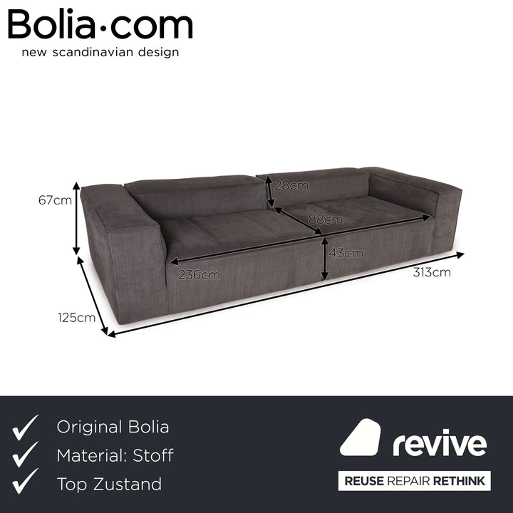 Bolia Cosima Stoff Sofa Grau Dreisitzer Couch