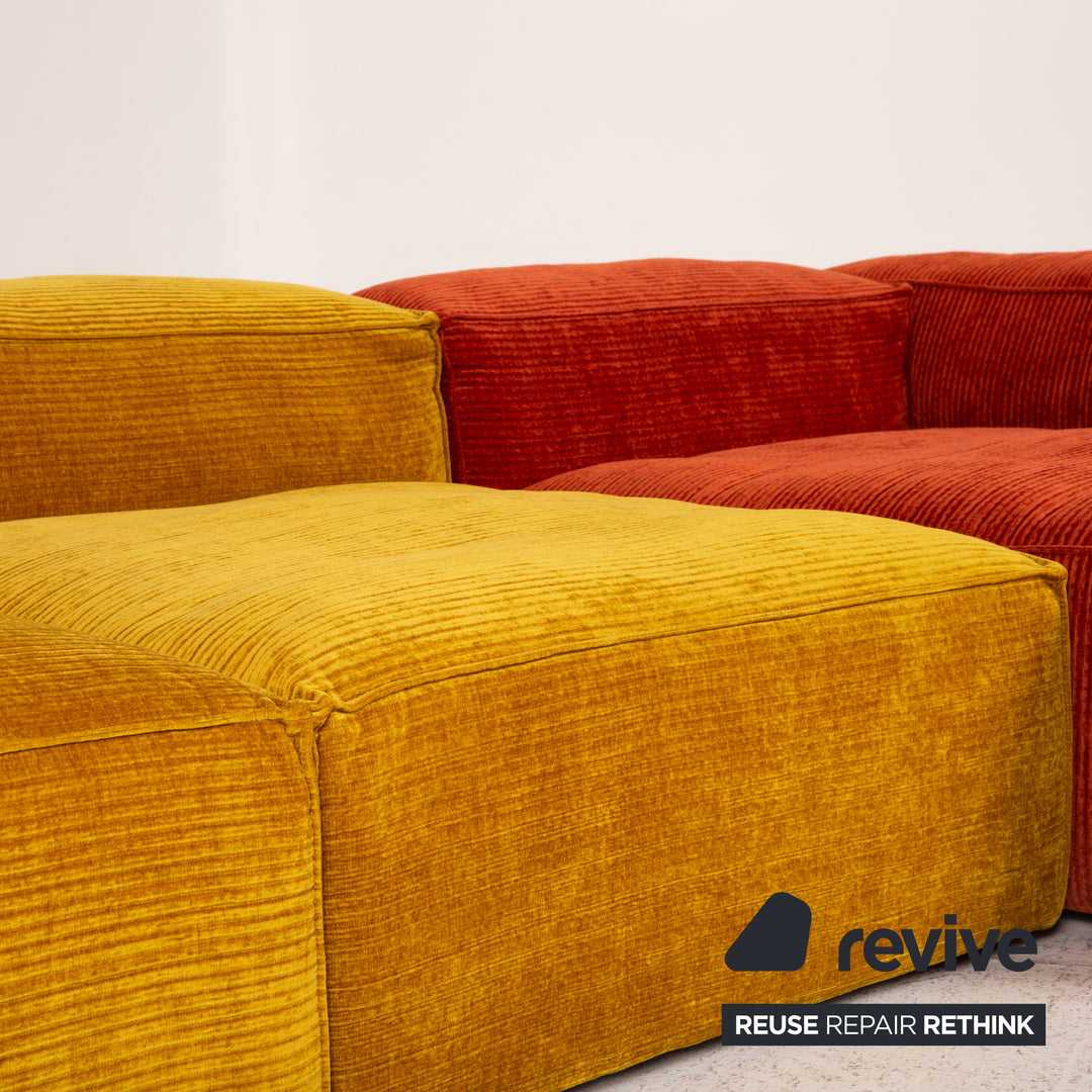 Bolia Cosima Stoff Sofa Orange Gelb Ecksofa Hocker Sofakombination Modular