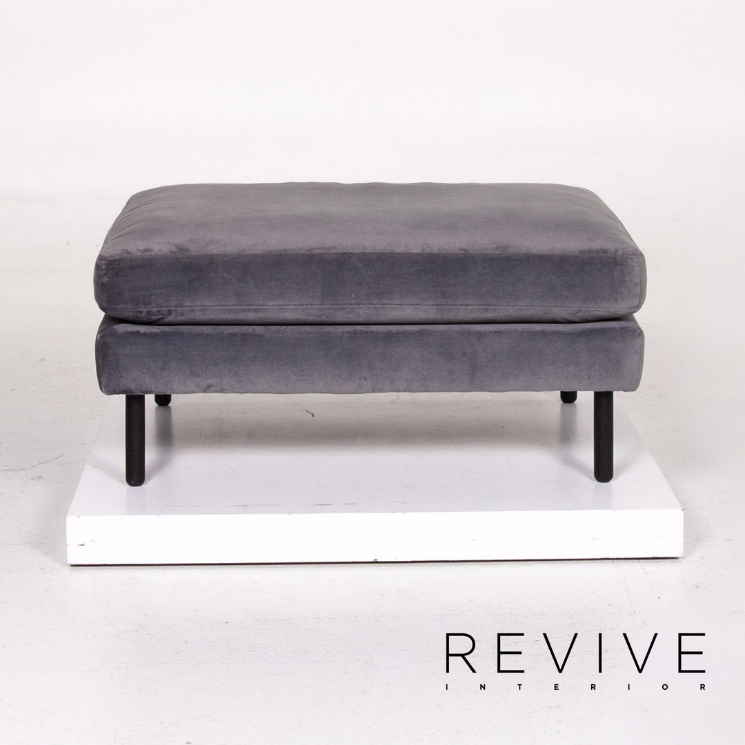 Bolia Scandinavia Remix Samt Stoff Sofa inkl. Hocker Graublau Sofaset Zweisitzer Ottoman Couch Skandi #14369