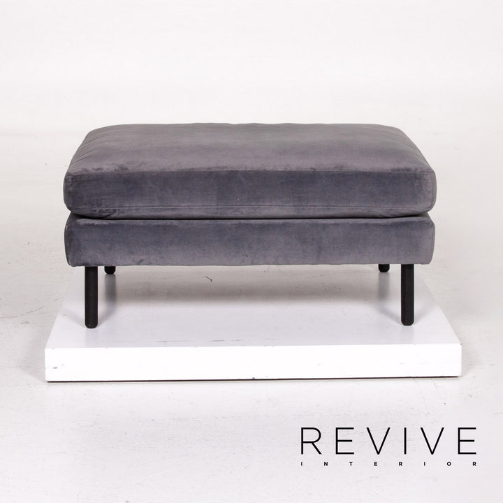Bolia Scandinavia Remix Samt Stoff Sofa inkl. Hocker Graublau Sofaset Zweisitzer Ottoman Couch Skandi #14369