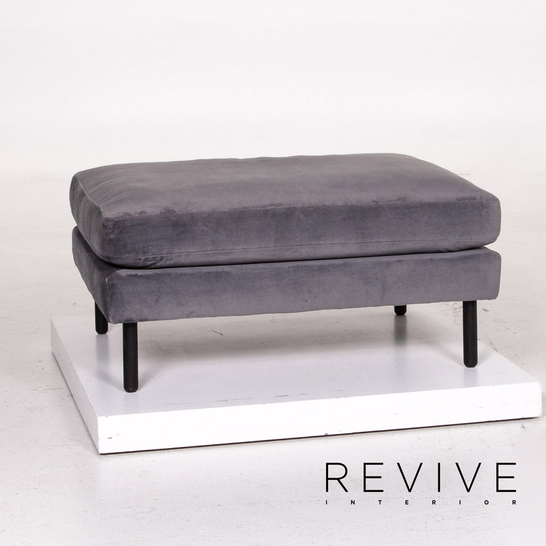 Bolia Scandinavia Remix Samt Stoff Sofa inkl. Hocker Graublau Sofaset Zweisitzer Ottoman Couch Skandi #14369