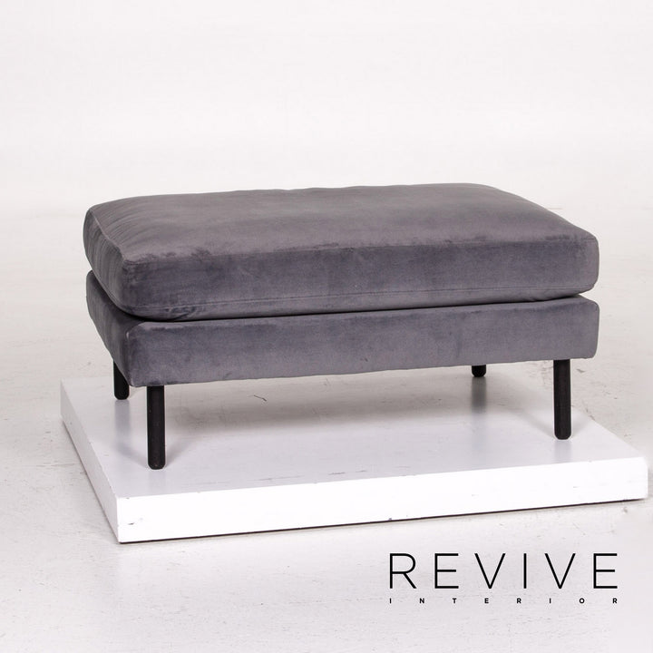 Bolia Scandinavia Remix Samt Stoff Sofa inkl. Hocker Graublau Sofaset Zweisitzer Ottoman Couch Skandi #14369