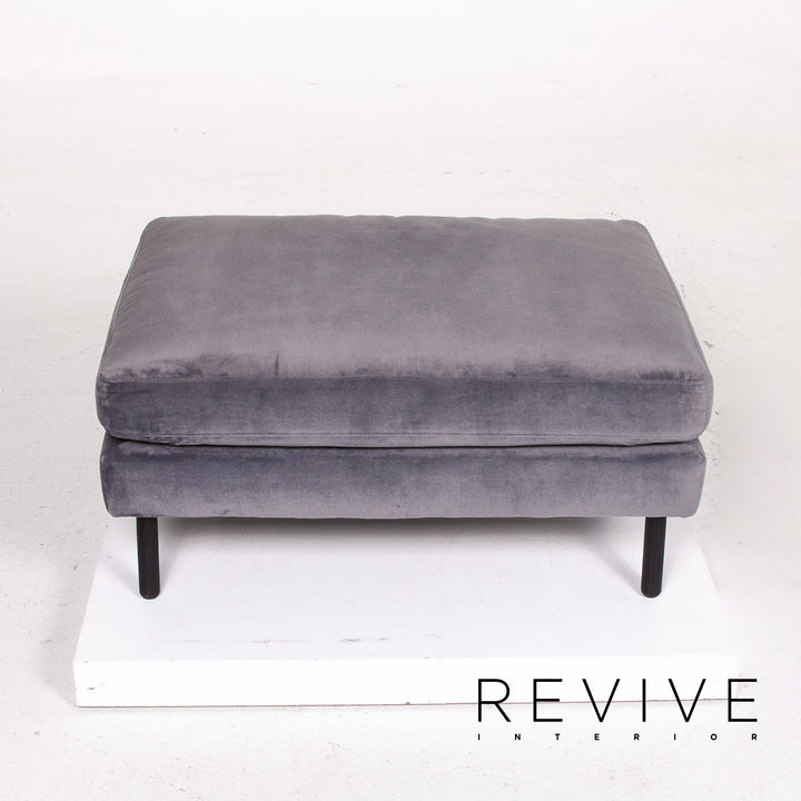 Bolia Scandinavia Remix Samt Stoff Sofa inkl. Hocker Graublau Sofaset Zweisitzer Ottoman Couch Skandi #14369